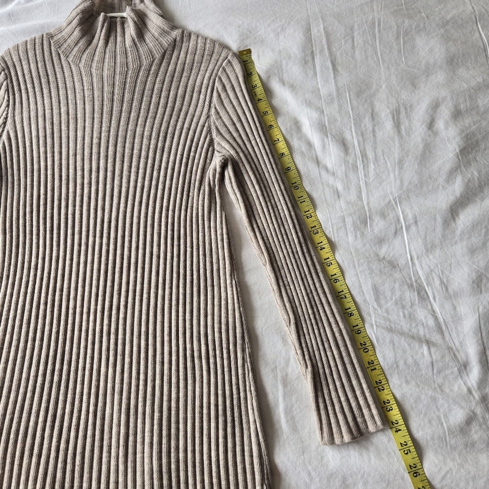 Ribbed Mock Neck Knit Dress - Taupe - Picture 6 of 9